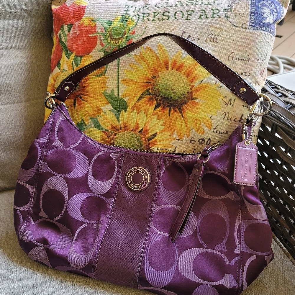 Coach purple signature Demi shoulder bag